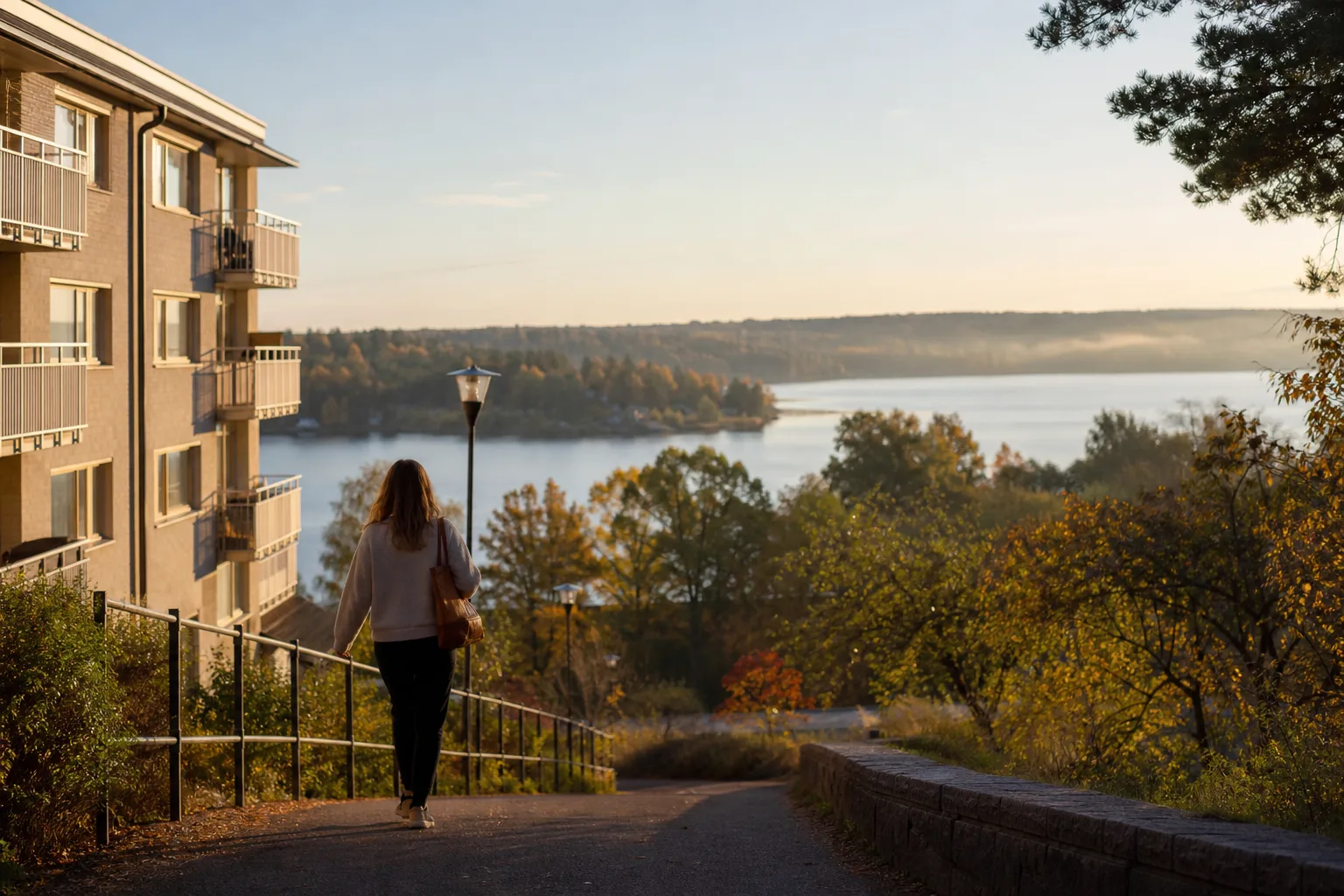 Hyreshus på höjd vid sjö