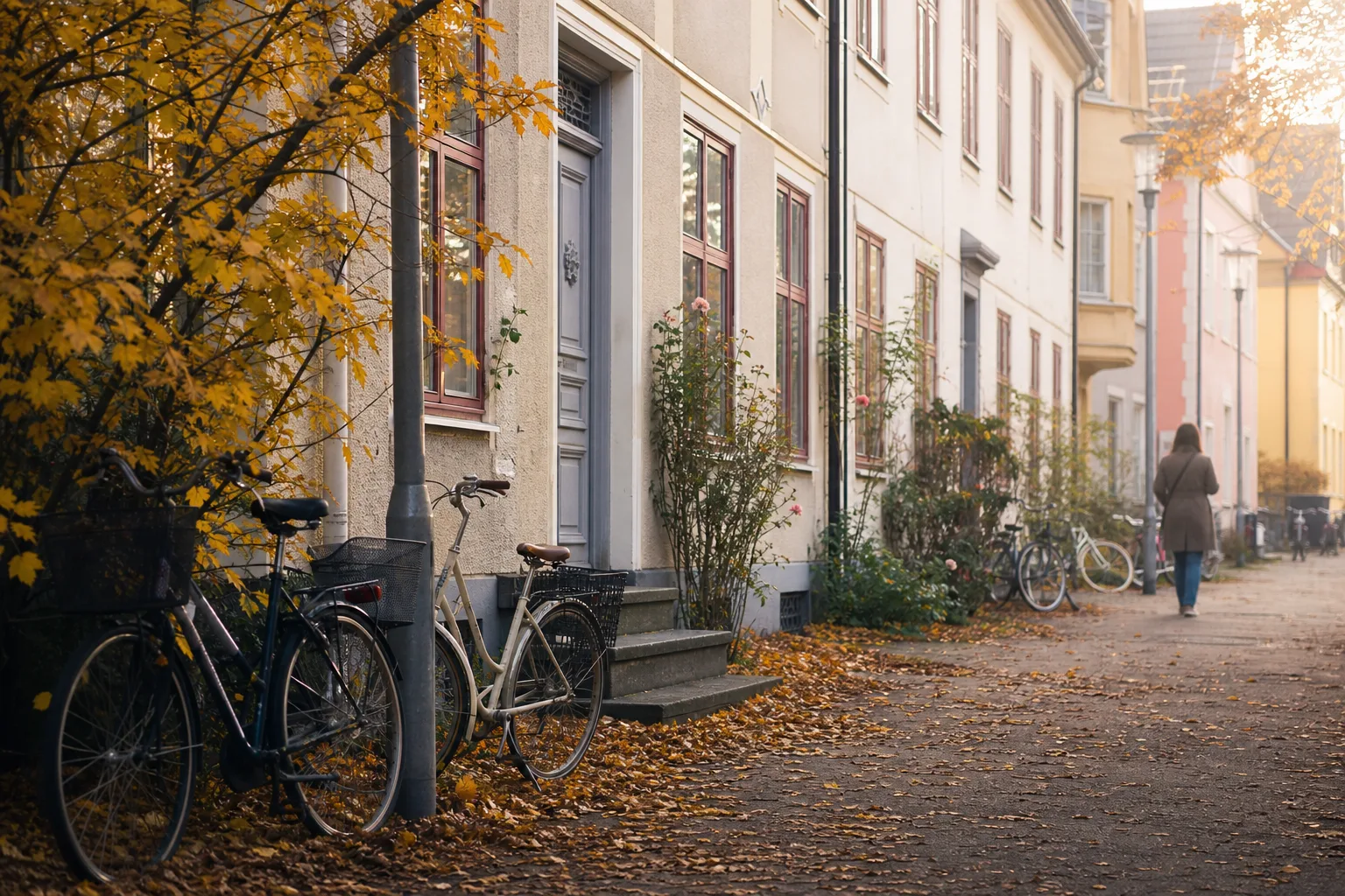 Cyklar vid äldre bostadshus